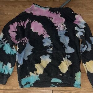 Obey Multicolor Tie-Dye Sweater with Rose Detail